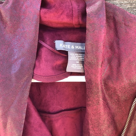 Faux Suede Lightweight Jacket Maroon - Picture 2 of 4